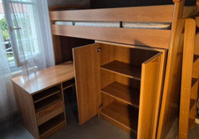 chambre GAUTIER  Lit mezzanine combiné en bois  bureau armoire sommier  à lattes
