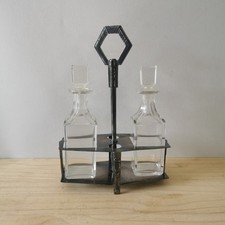 Ancien Serviteur / Huilier Art Déco En Métal Argenté