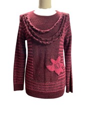 Pull femme vintage rouge