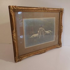 Tableau cadre photographie argentique noir blanc XIX montagne fille chèvre N4001