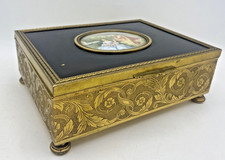 Large antique french jewelry box early 1900's brass