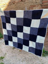 Couverture Plaid patchwork crochet granny, couleurs fait main vintage 95x112 cm