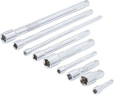 Jeu de 9 rallonges pour cliquet longueur 50 à 250 mm carré 1/4" 3/8" et 1/2"