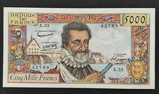 BILLET 5000 francs HENRI IV  du 6-3-1958