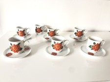 Service à café 7 tasses 6 soucoupes Bavaria vintage fleur orange vintage