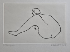 Estampe originale signée Claude Lhoste, nu stylisé, 38 x 28 cm LHOSTE003