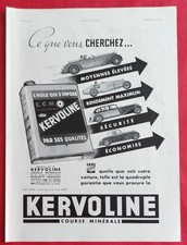 Publicité de Presse Automobile KERVOLINE Course Minérale Huile qui s'impose 1934