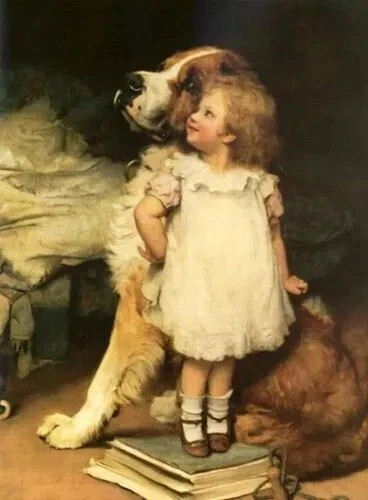 Little girl and saint - and, bernard