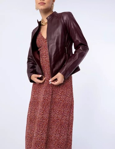 Veste cuir bordeaux style - veste, en