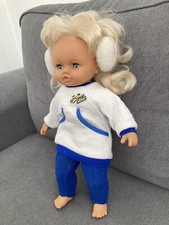 Poupée Jesmar Vintage En Tenue D’hiver Bleue Et Blanche 37 Cm