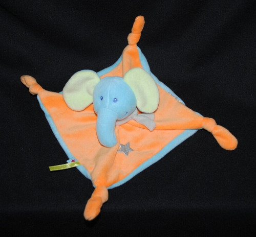 Doudou plat éléphant orange
