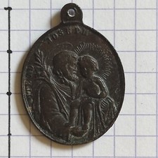Médaille Pendentif Bronze Saint Joseph Religion Église Anges XVIII e?