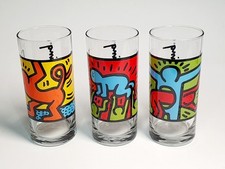 Ancien Lot 3 Verres Keith Haring Art publicitaire Quick Dessin No Macdo Rare