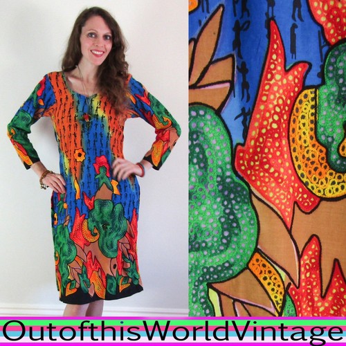 Vtg rainbow embroidered caftan - vtg,