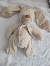 Doudou peluche Lapin beige Bastien Nicotoy marron croix écharpe Ancien Vintage