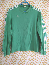 Maillot ADIDAS vintage Vert 70'S trefoil 100 % coton shirt jersey Homme - M