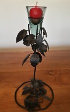 Bougeoir en fer forgé et verre, fabrication artisanale