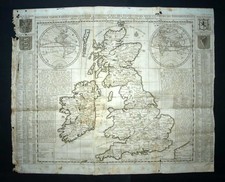 Carte géographique old antic map 1720 D'ANGLETERRE ÉCOSSE IRLANDE MAPPEMONDE