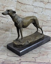 Bronze Lévrier Debout Statue Whippet Sculpture Racing Chiens Fonte Œuvre