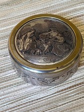 Boîte ronde métal argenté Plaisirs champêtres Lancret