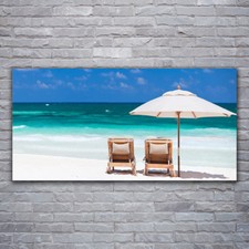 Photo sur toile Tableau Image Impression 120x60 Paysage Plage Chaises