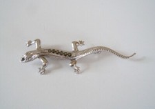 835 Argent Broche Marcasites Salamandre Gecko Lézard 2,4 G/5,3 X 1,7 Cm