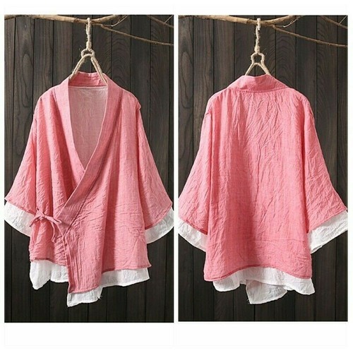 Femme lin coton kimono veste - coton,