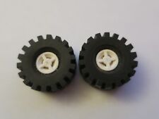 LEGO  4624c03  X 2 pièces  - ROUE + JANTE  / WHEEL TIRE WHITE  - DIAMETRE 2 CM