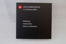 Notice mode d'emploi objectif Leica Summicron-M f/2 35mm ASPH. Version Rare