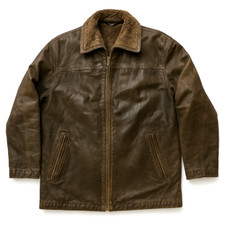 Veste en cuir de buffle avec col en fourrure | XXL | Style classique | Vintage 