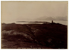 Axel Lindahl, Norge, Nordland, Lofoten, Panorama fra Skjoldvaer vintage albumen 