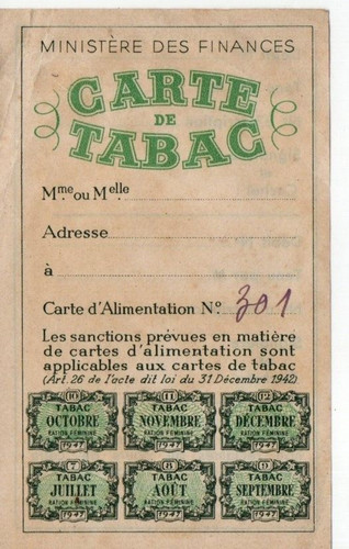 Carte tabac 39 45 - -, 39/45