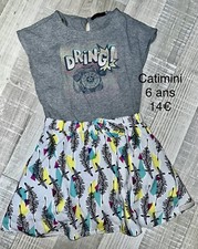 Catimini 6 ANS FILLE / robe coton motif plumes  Été