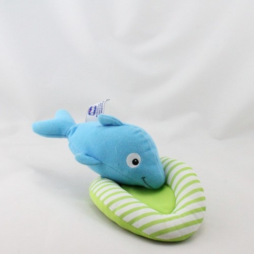 Doudou vibrant dauphin bleu