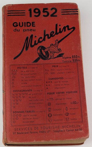 Guide michelin rouge - rouge, 1952