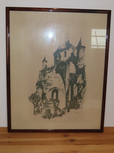Tableau litho vue chateau - tableau,