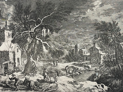 Hiver gravure pierre drevet - gravure,