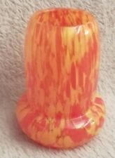 petit vase obus en pâte de verre décor moucheté jaune et orange miniature 