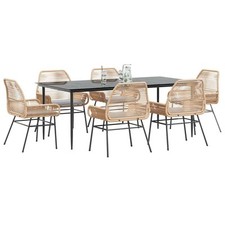 Ensemble à manger jardin coussins 5 pcs gris poly rotin verre vidaXL