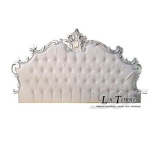 Tête Lit Tête de Lit Double Baroque Cuir Éco Ou Tissu Bois Argent Doré