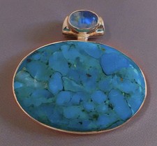 Pendentif argent turquoise pierre de lune silver pendant with turquoise moonston