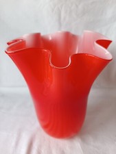 VASE MOUCHOIR ORANGE VINTAGE MEULE SOUS LA BASE BIANCONI VENINI MURANO? H.23.5CM