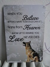 TOLE PLAQUE 20 X 30 CMS BERGER ALLEMAND NON PLAQUE EMAILLE ANCIENNE DECO VINTAGE