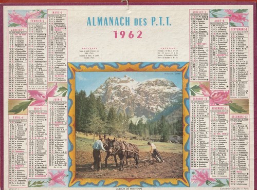 Almanach calendrier des - des, postes
