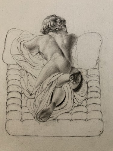 Dessin ancien lit xixe - dessin, crayon