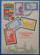Algérie, carte avec cachet "2ème Exposition d'Oran", 1951