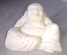 ANCIENNE STATUETTE FIGURINE BOUDDHA D ASIE EN MARBRE BLANC 1950-1970 TIBET