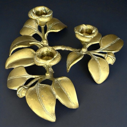 Bougeoir laiton fleurs - fleurs, 3