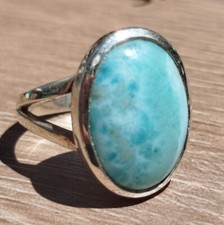 6g Bague en Larimar sur argent taille 56 ou 7,75 (US)