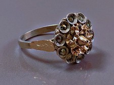 Ancien bague argent or 18carats bague marcassites bijoux ancien bague or T53